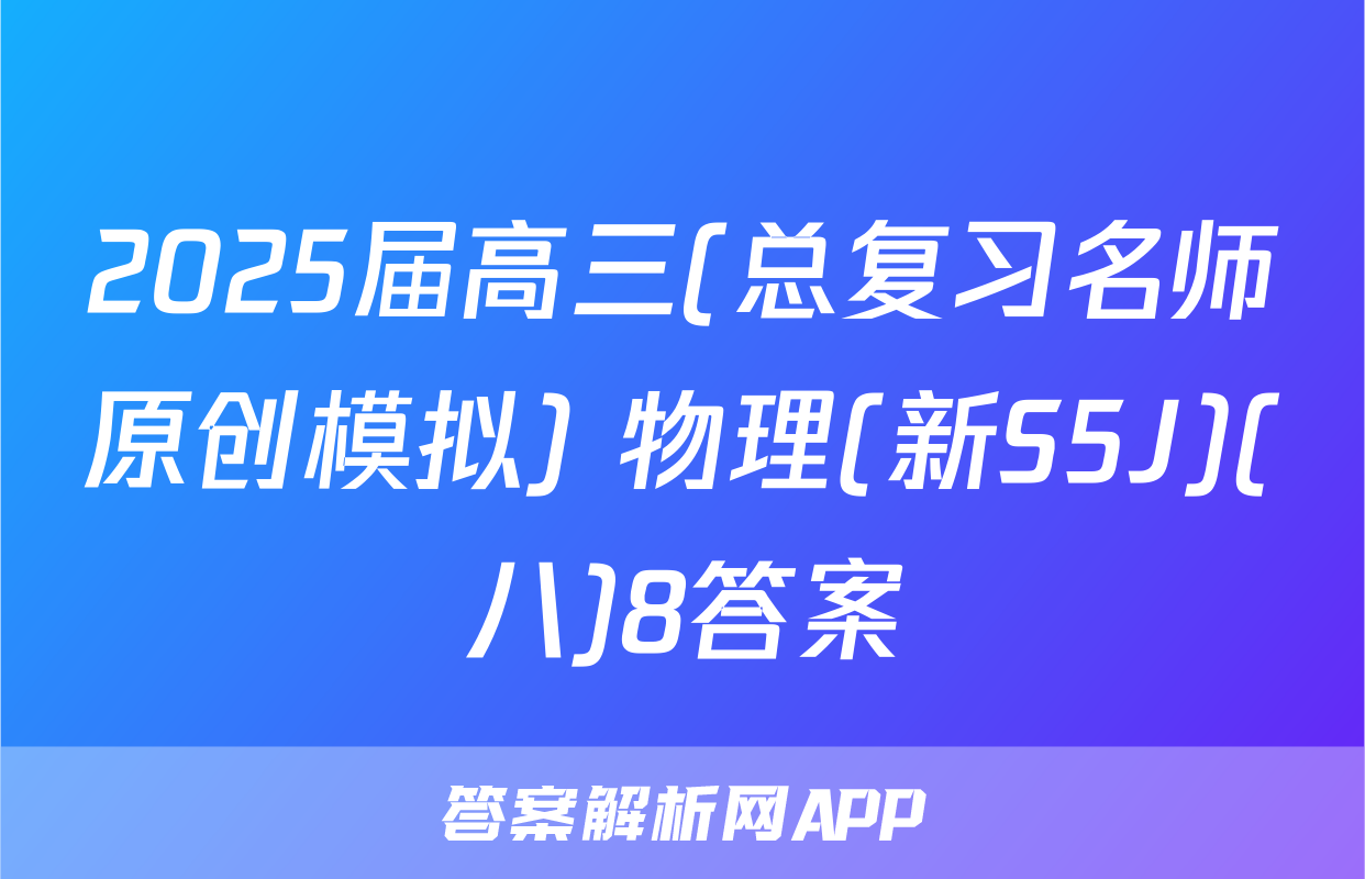 2025届高三(总复习名师原创模拟) 物理(新S5J)(八)8答案