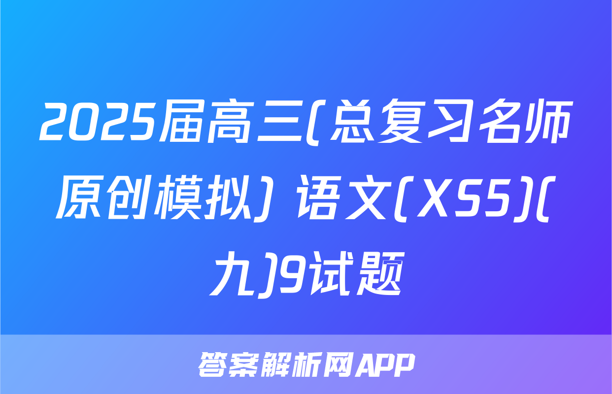 2025届高三(总复习名师原创模拟) 语文(XS5)(九)9试题