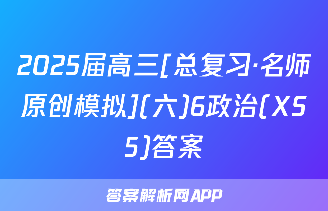 2025届高三[总复习·名师原创模拟](六)6政治(XS5)答案