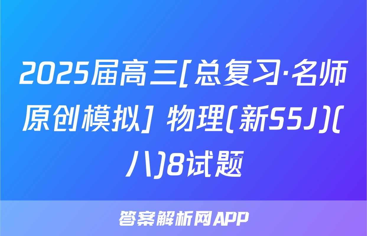 2025届高三[总复习·名师原创模拟] 物理(新S5J)(八)8试题