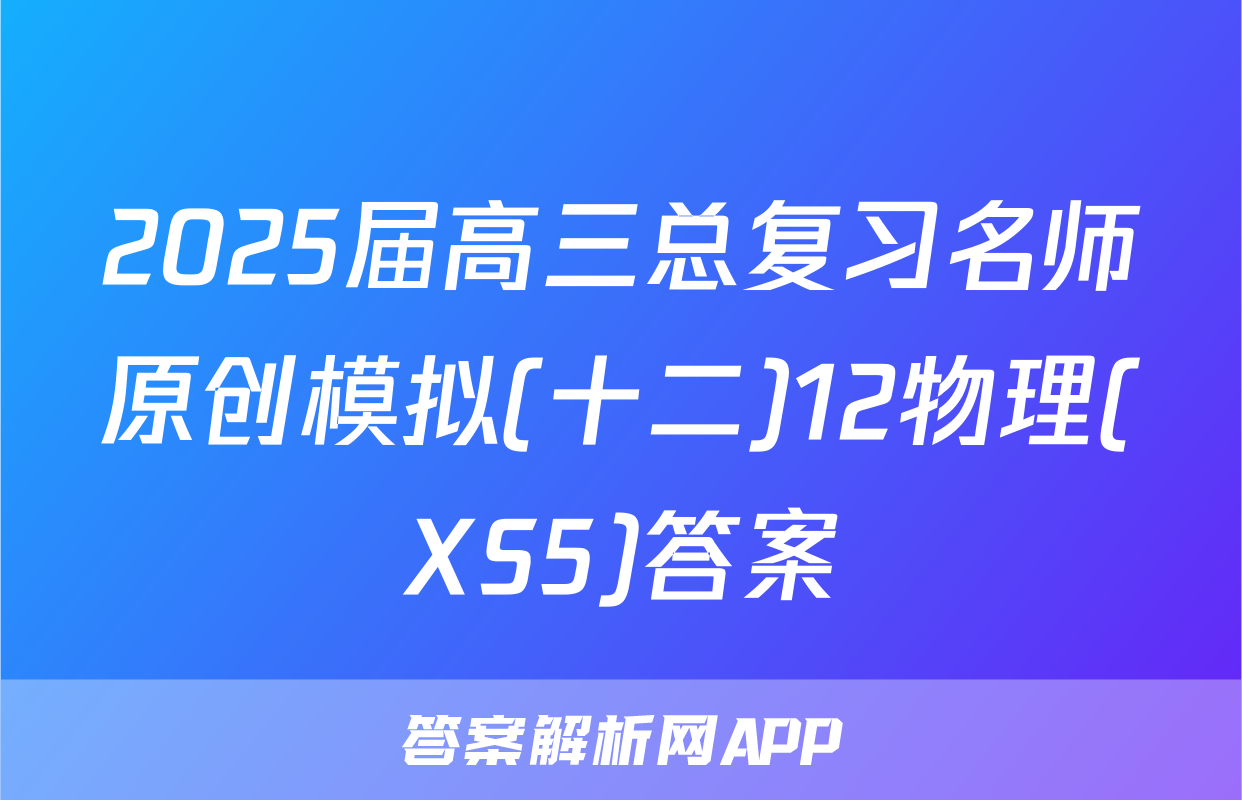 2025届高三总复习名师原创模拟(十二)12物理(XS5)答案