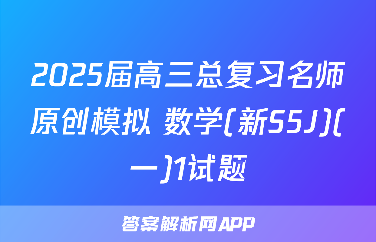 2025届高三总复习名师原创模拟 数学(新S5J)(一)1试题
