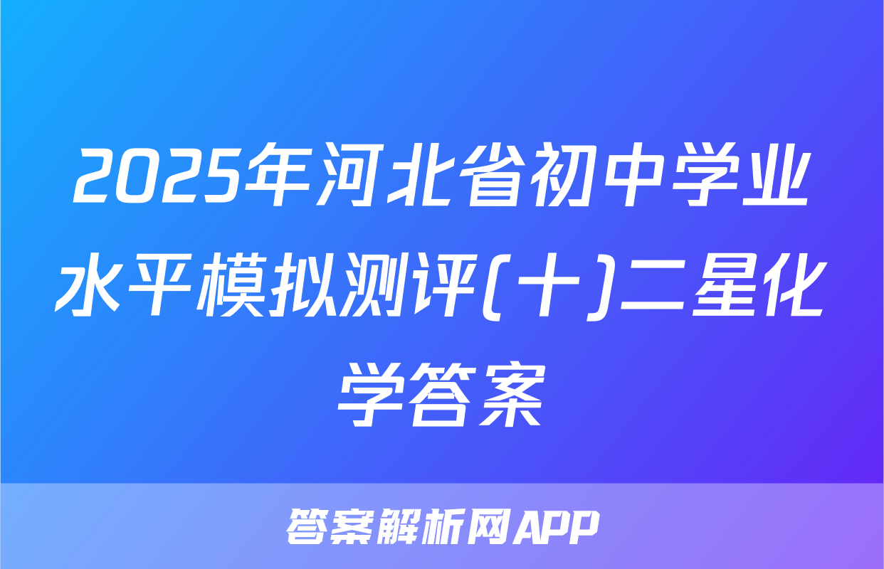 2025年河北省初中学业水平模拟测评(十)二星化学答案