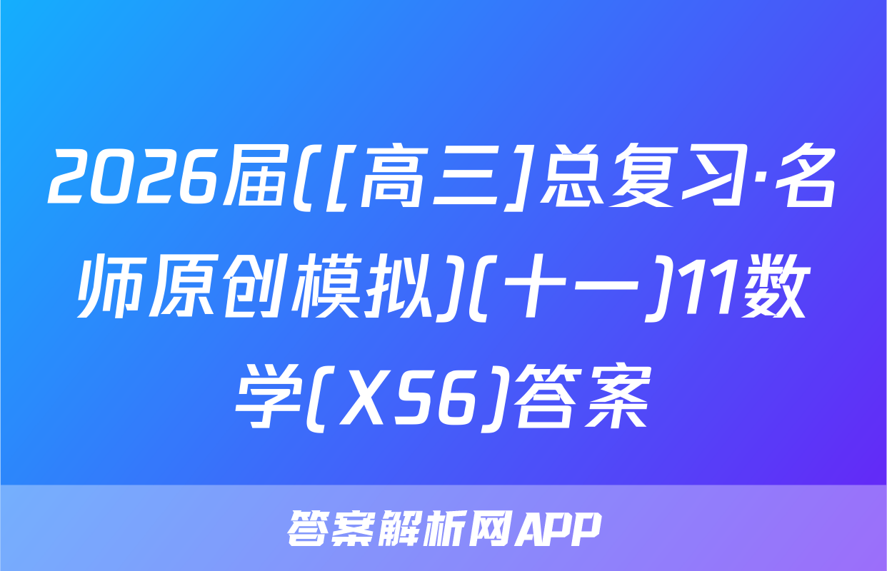 2026届([高三]总复习·名师原创模拟)(十一)11数学(XS6)答案