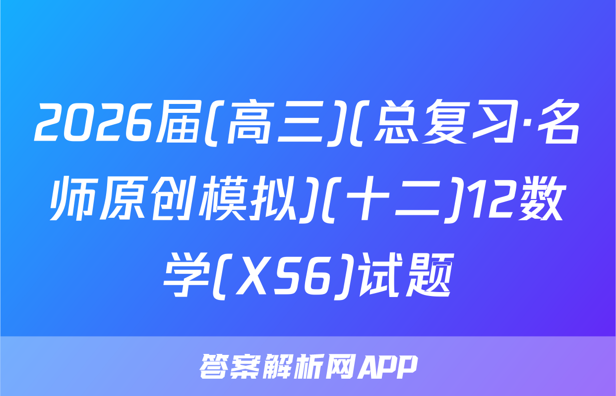 2026届(高三)(总复习·名师原创模拟)(十二)12数学(XS6)试题