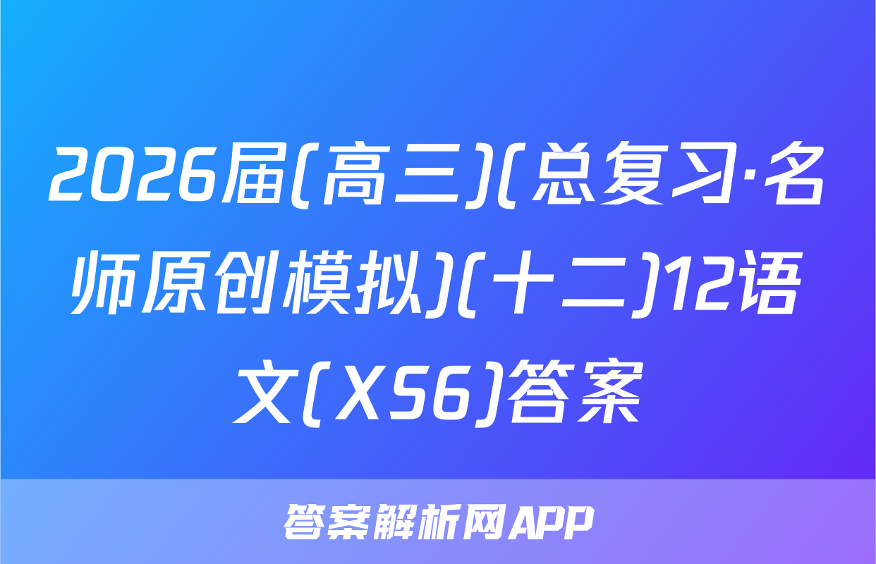 2026届(高三)(总复习·名师原创模拟)(十二)12语文(XS6)答案