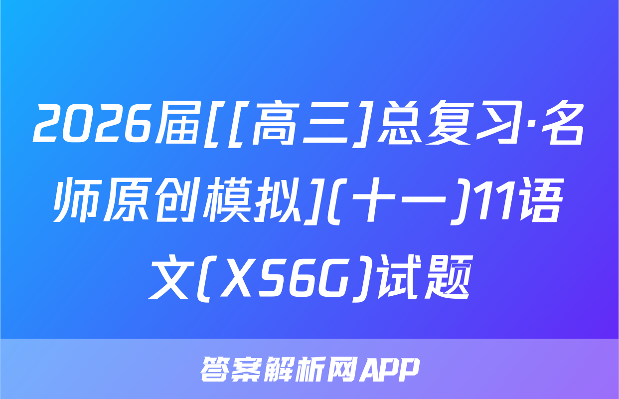 2026届[[高三]总复习·名师原创模拟](十一)11语文(XS6G)试题