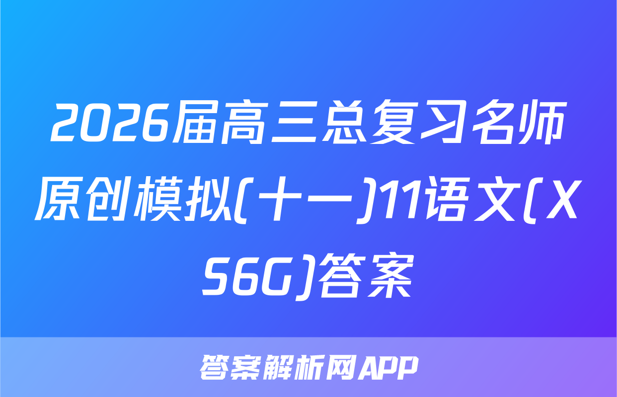 2026届高三总复习名师原创模拟(十一)11语文(XS6G)答案